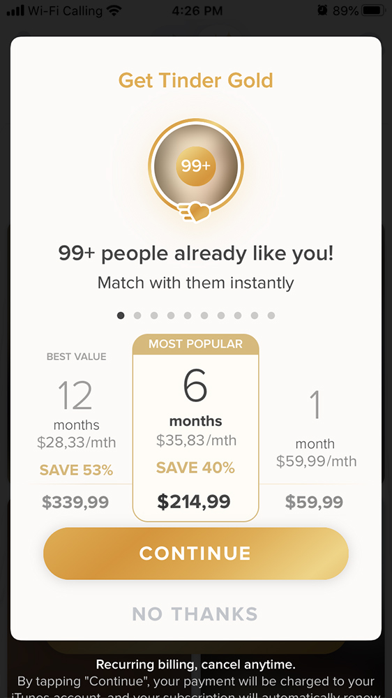 how does tinder make money premium model