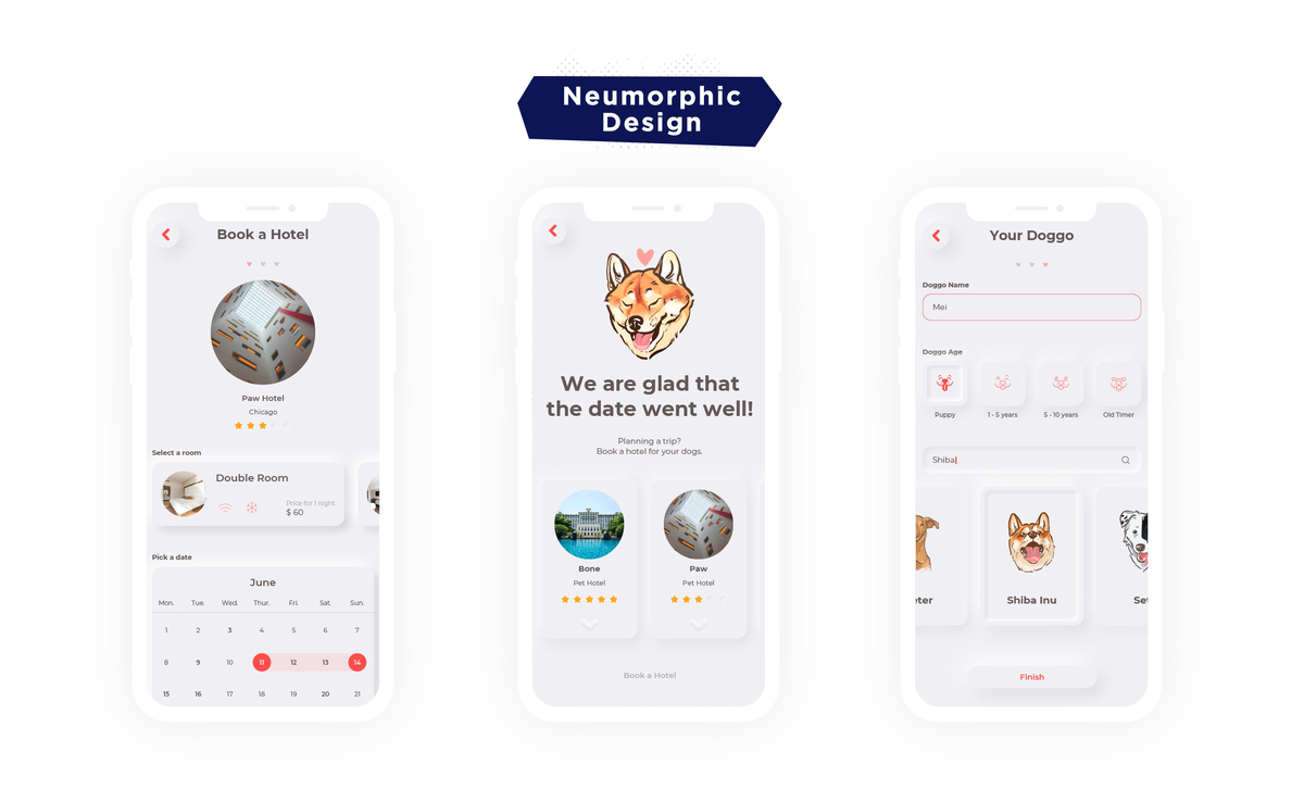 cool app design trend neumorphic design example