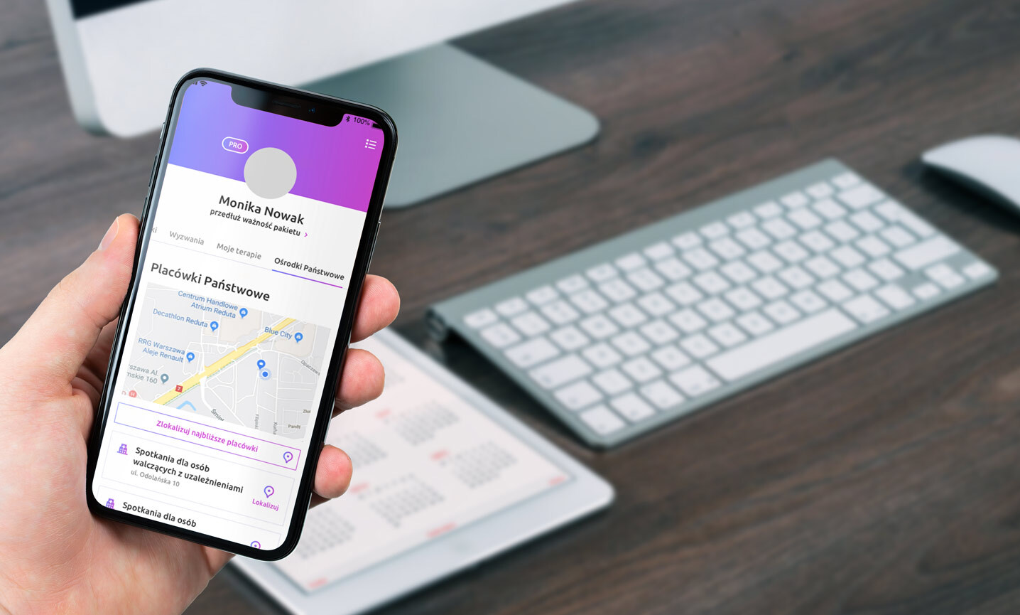 A smartphone with the Helping Hand app