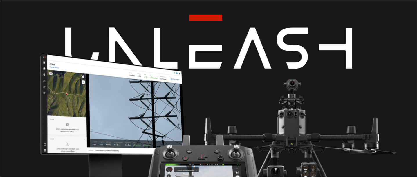 Copy "Unleash", a dron with a joystick, a computer monitor with the Unleash app