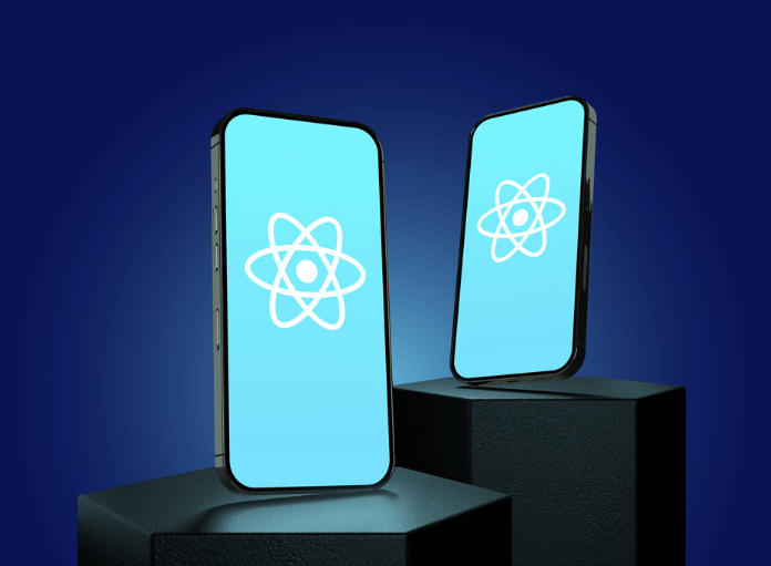 Two smartfones displaying React logo